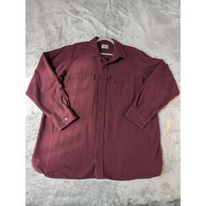 LL Bean Chamois Maroon Red Long Sleeve Button Down Shirt XXL 100% Cotton